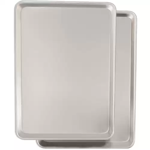 Commercial Quality Baking Sheet Pan Set, Natural Aluminum Cookie Sheet, Umite Chef Warp Resistant Nonstick Baker's Half Sheet Pan, Large Thick Cookie Tray Pans for Baking, Roasting(2 Pack, 18X13I...