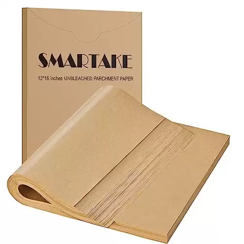 SMARTAKE 400 Pcs Parchment Paper Baking Sheets, 12x16 Inches Non-Stick Precut Baking Parchment, for Baking Grilling Air Fryer Steaming Bread Cup Cake Cookie and More (Unbleached)